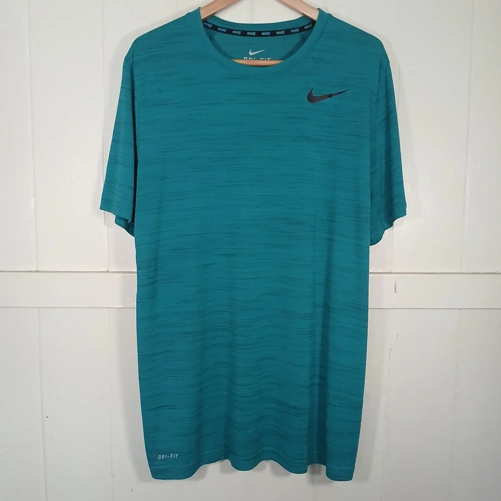 Nike Dri-FIT Touch Training Top T-Shirt Mens XL Teal Heathered Tee 644369-309
